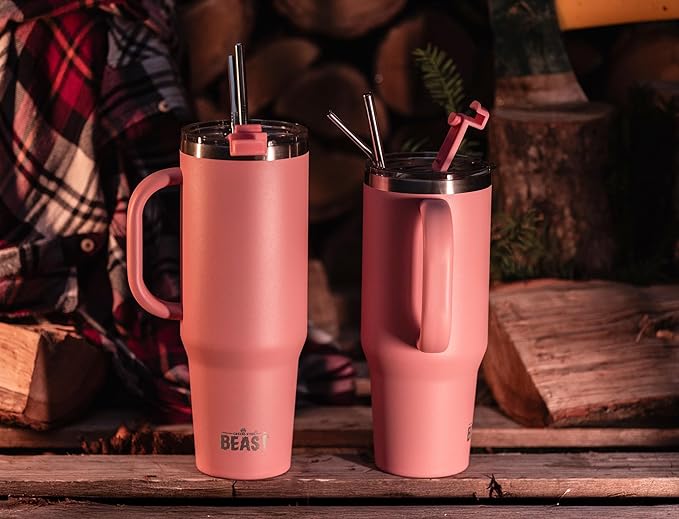 Beast 42 oz Tumbler Stainless Steel Vacuum Insulated Coffee Ice Cup Double Wall Travel Flask (Blossom Pink) - Bloomnest