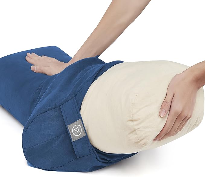Meditation Cushion Bolster Pillow for Restorative Yoga – Supportive Cushion for Meditation, Pilates, and Relaxation – Filled with Buckwheat Hulls - Removable Cover - Bloomnest