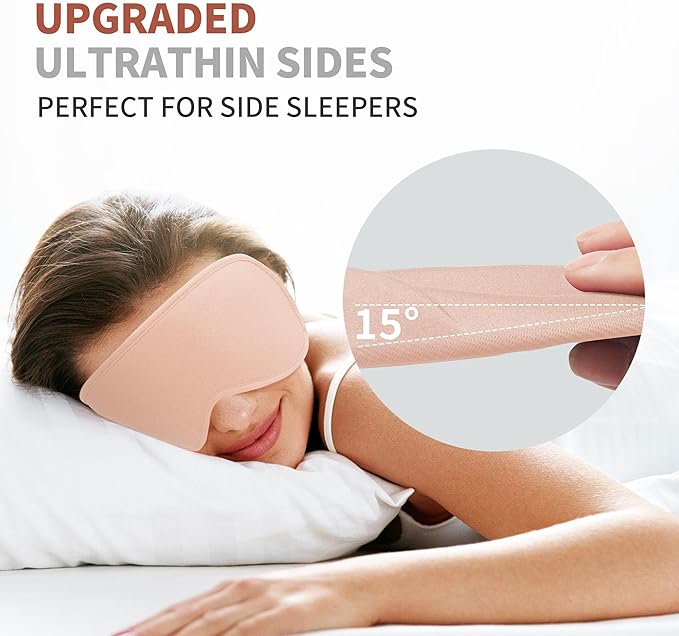 3D Sleep Mask for Men Women 2 Pack, Blackout Eye Mask for Sleeping Eye Mask for Side Sleeper, Memory Foam Adjustable&Washable, Airplane Travel Essentials Couples Yoga Meditation Office Black & Pink - Bloomnest