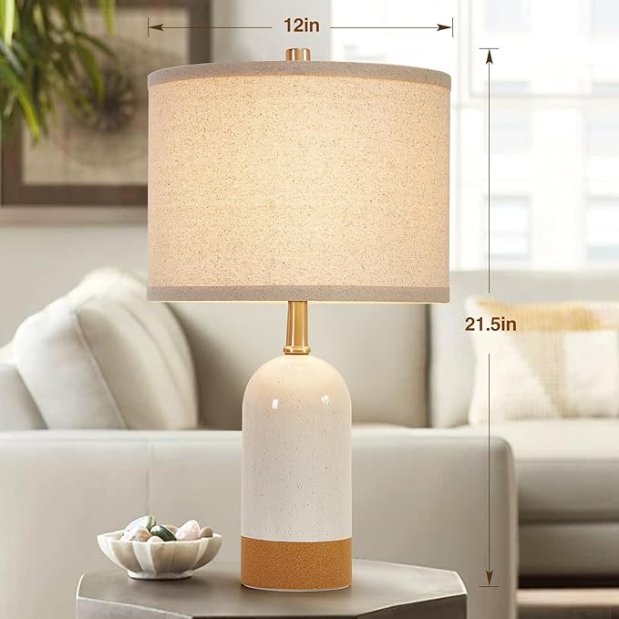 GyroVu 3 Color Temperature Small Table Lamp for Bedroom, Bedside Desk Reading Lamps, 21.5" Nightstand Ceramic Lamp for Kids Room, Living Room, Dorm, Home Office, Bulbs Included - Bloomnest