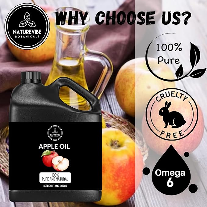 Naturevibe Botanicals Apple Oil 32 Ounces | 100% Pure and Natural | Great for Skin Care and Hair Care - Bloomnest