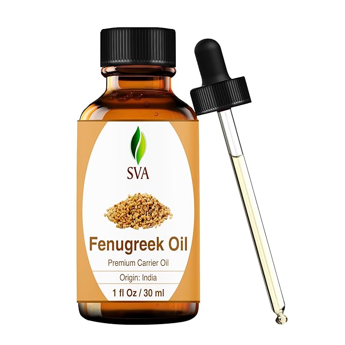 SVA Fenugreek Seed Oil - 1 Fl Oz – 100% Natural Cold Pressed Fenugreek Oil - for Face, Skin Care, Hair Care, Scalp Massage & Body Massage – Carrier Oil with Dropper - Bloomnest