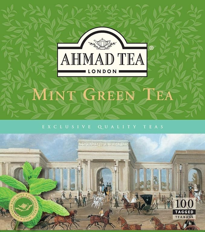 Ahmad Tea Green Tea, Green Tea Mint Teabags, 100 ct - Caffeinated and Sugar-Free (Pack of 3) - Bloomnest