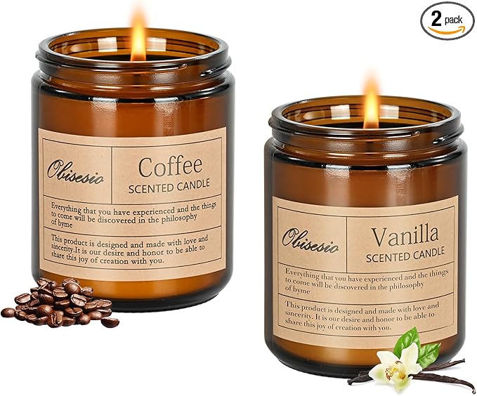 Candles for Home Scented, 2 Pack Scented Candles for Stress Relief & Self-Care, Aromatherapy Candle for Men and Women Birthday, Soy Sleep Jar Candle Set(Coffee & Vanilla) - Bloomnest