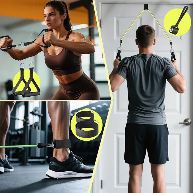 WHATAFIT Resistance Bands, Exercise Bands，Resistance Bands for Working Out, Work Out Bands with Handles for Men and Women Fitness, Strength Training Home Gym Equipment - Bloomnest
