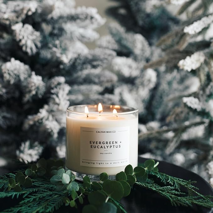 Calyan Wax Co. Holiday Scented Candle Set, Holiday Bundle of 4 Scented Candles, Bulk 3 Wick Candles, Non Toxic & Vegan Soy Wax, Candle Gift Set, 43 Hour Burn Time, 14.9oz Each - Bloomnest