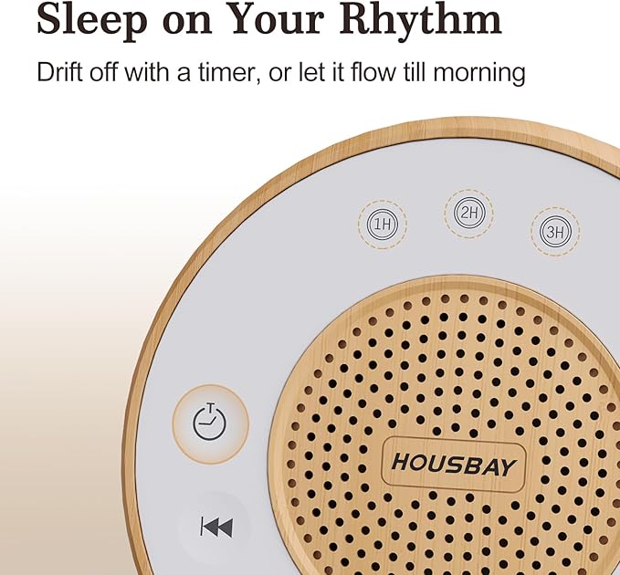 Housbay White Noise Sound Machine for Sleeping, 31 Soothing Sounds, Small Sleep Machine for Adults, Wood Grain Design for Bedroom & Noise Canceling - Bloomnest