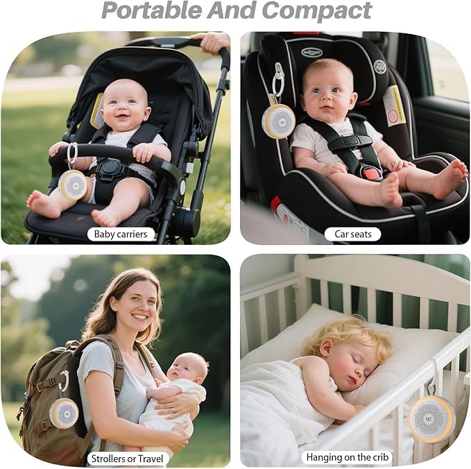 White Noise Machine - Portable Sound Machine for Baby Adult, 20 Non-looping Soothing Sound, Noise Canceling for Sleeping, Sound Therapy for Office Home, Travel, Registry Gift (White)