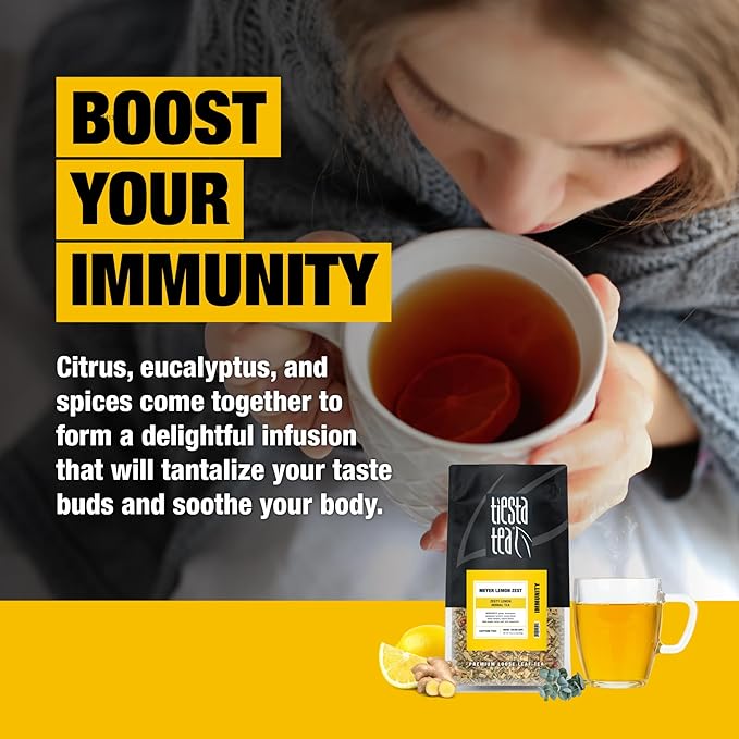 Tiesta Tea - Meyer Lemon Zest, Loose Leaf, Zesty Lemon Herbal Tea, Premium Caffeine Free Blend, Make Hot or Iced & Brews Up to 200 Cups, 16 oz Resealable Bulk Pouch - Bloomnest