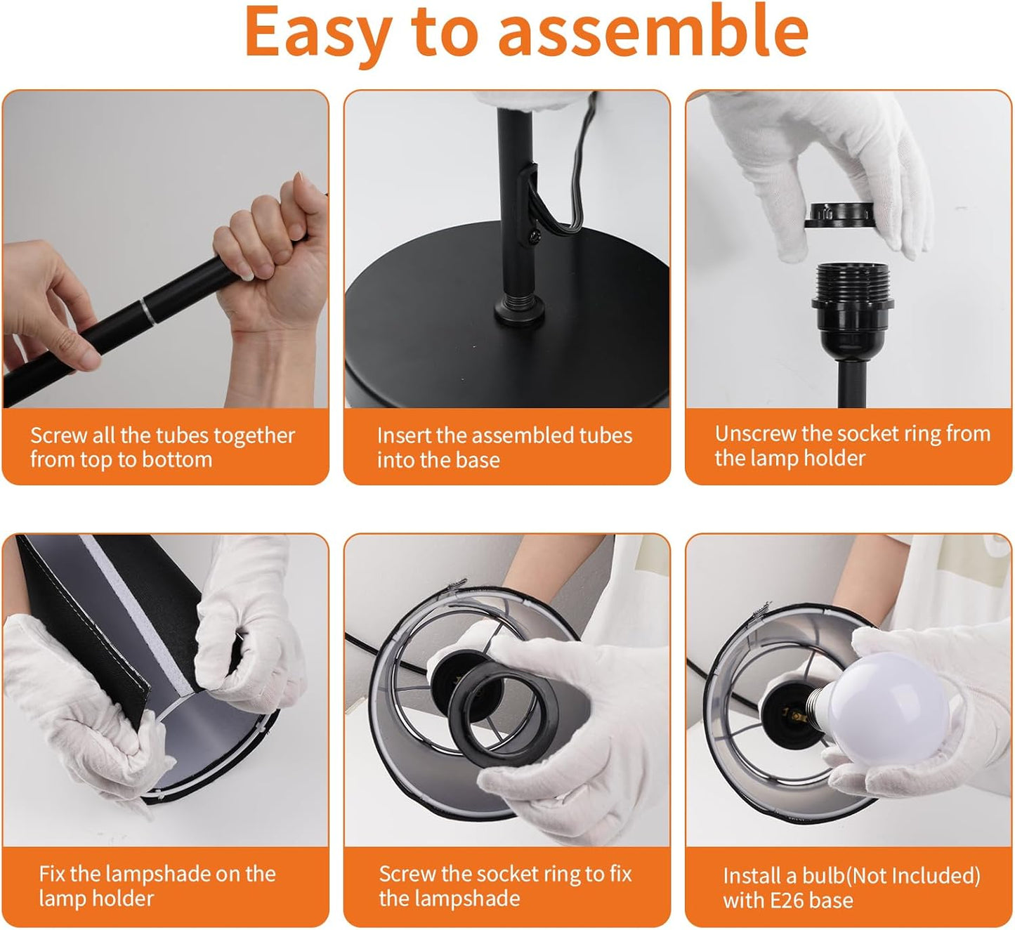 FRIDEKO HOME Floor Lamp with Black Shade, Simple Design with Foot Pedal Switch, Small Tall Lamps for Living Room Bedroom Office, Corner Floor Stand Light with Black Pole Lamp (No Bulb/No Remote)