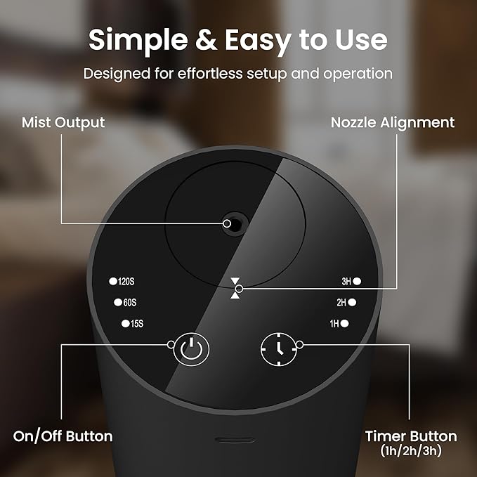 LiteMist Cold Air Essential Oil Diffuser – Waterless Nebulizing Aroma Diffuser, USB-C Cordless 2000mAh Battery, Aluminum Portable Scent Diffuser for Home Office Car, 0.7oz / 20ml - Bloomnest