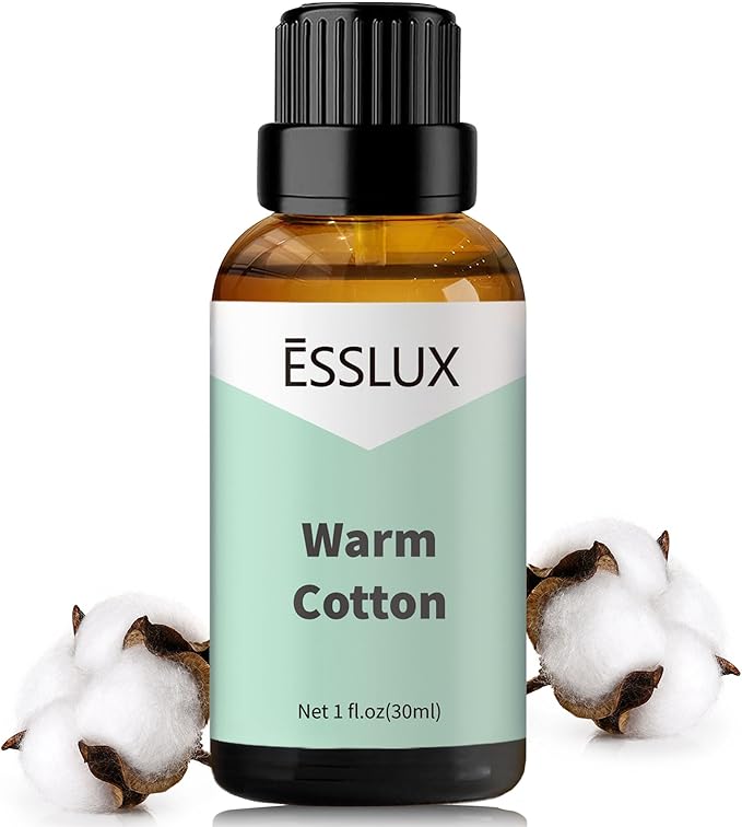 Warm Cotton Fragrance Oil - ESSLUX Aromatherapy Essential Clean Scented Oils for Diffuser, Massage, Soap, Candle Making Scents, Perfume, Home Fragrance, 30 ml - Bloomnest