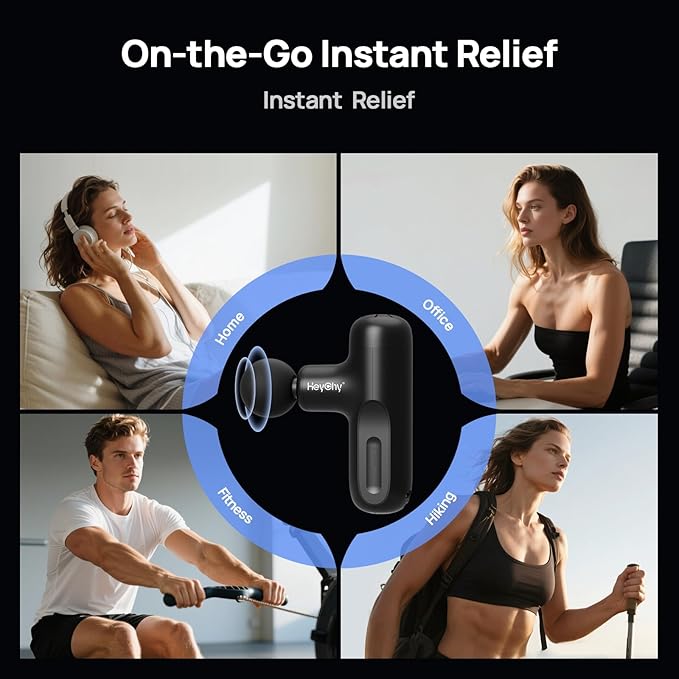 Mini Massage Gun Deep Tissue, Handheld Portable Mini Travel Size Percussion Deep Tissue Massager with 4 Attachments & 5 Speeds,Ideal Gift for Men & Women, Black - Bloomnest