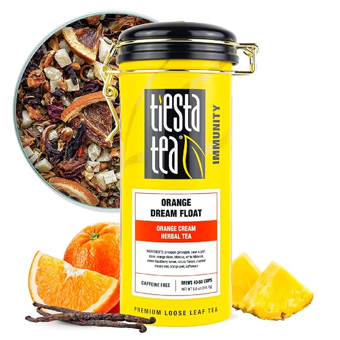 Tiesta Tea - Orange Dream Float Tea, Loose Leaf, Orange Cream Herbal Tea, Premium Caffeine-Free Tea Blend, Make Hot or Iced & Up to 50 Cups, 5 oz Refillable Tin - Bloomnest