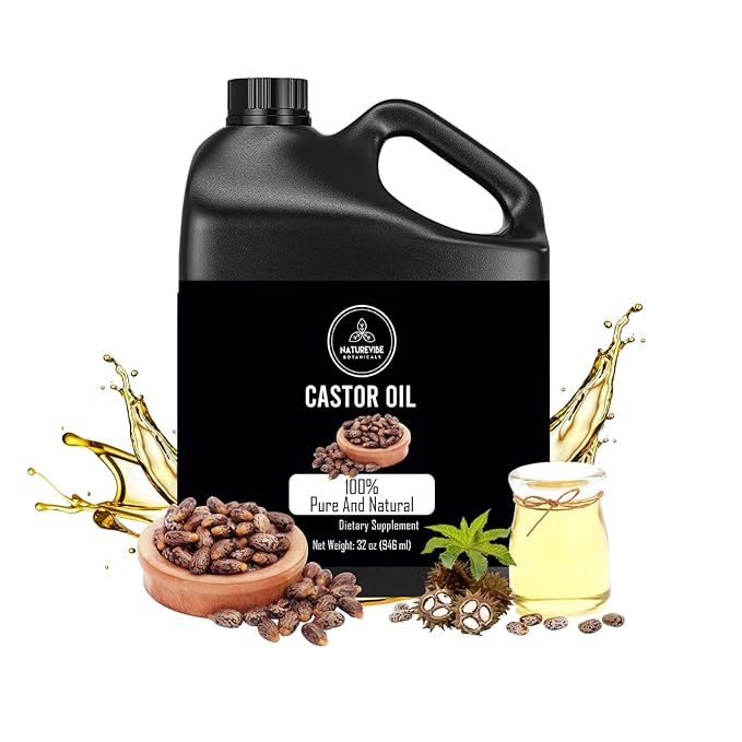 Naturevibe Botanicals Castor Oil 32 Ounces | 100% Pure and Natural | Great for Skin Care and Hair Care | Hexane Free Unrefined Oil for Enhanced Eyebrows and Eyelashes 32 Fl Oz | 946ml - Bloomnest