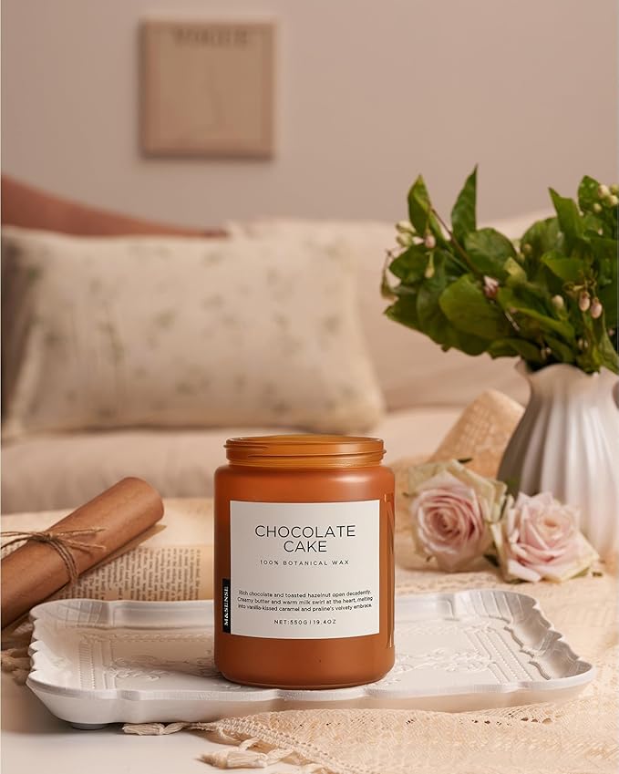 M&SENSE Chocolate Layer Cake Scent Candles, Large 19.4oz Natural Soy Wax 110 Hours Burn Time Clean Non Toxic Scented Classic 2 Wicks Candle for Bedroom Living Room Office - Bloomnest