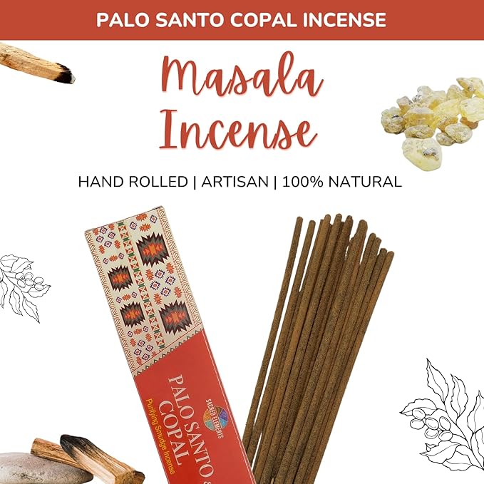 Sacred Elements Palo Santo & Copal Incense Sticks – 12 Pack | Natural Holy Palo Santo for Cleansing, Meditation, Smudging & Aromatherapy | Premium Copal Resin Blend | Long-Lasting Fragrance HEM