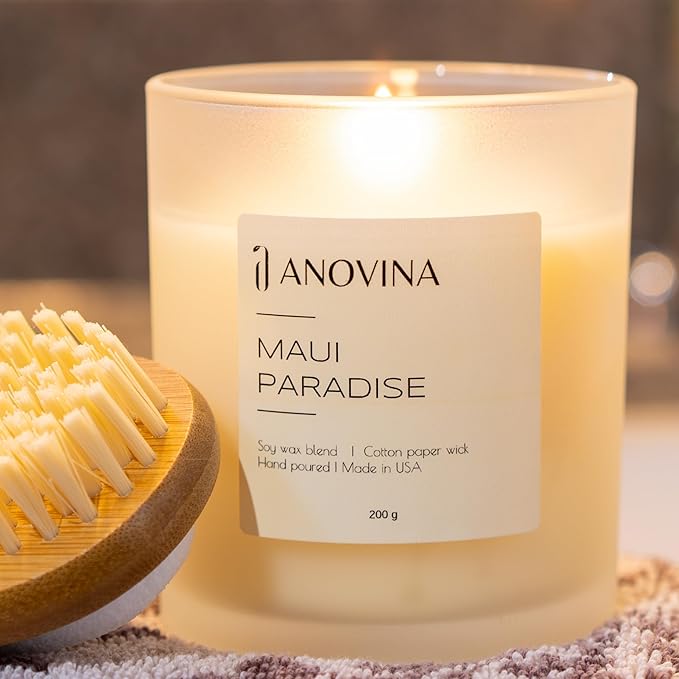 Anovina Maui Paradise Hawaii Candle for Home Scented – Hawaiian Gifts for Women – Natural Soy Wax Blend, 60 Hours Burn – Tropical Citrus, Fruity & Green Notes with Jasmine & Guava - Bloomnest