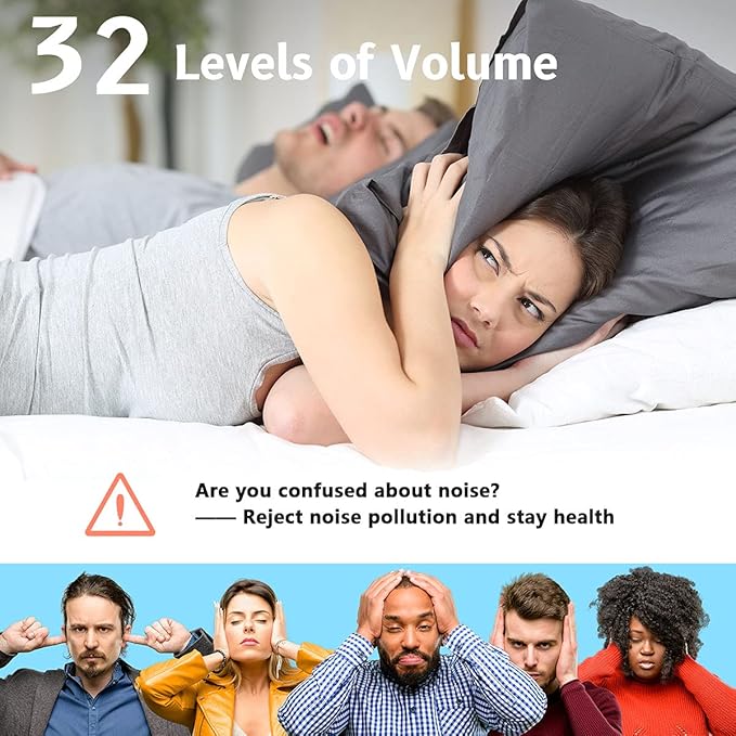 Easysleep Sound White Noise Machine with 25 Soothing Sounds and Night Lights with Memory Function 32 Levels of Volume and 5 Sleep Timer Powered by AC or USB for Sleeping Relaxation (Wood) - Bloomnest