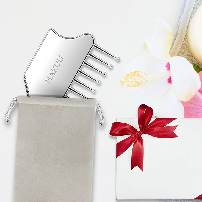 Portable Stainless Steel Scalp Massager - Guasha Scraping Tool for Head, Neck, Shoulders, Legs & Arms - Ideal for Soothing Relief (Comb Shape) Bloomnest