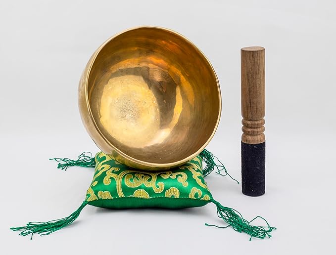 6-Inch Handmade Tibetan Singing Bowl ~ Superb B Crown Chakra Balancing ~ Best use for Meditation, Sound Healing, Cleansing, Mindfulness & Relaxation ~ Cushion & Sueded Leather wooden Mallet included - Bloomnest