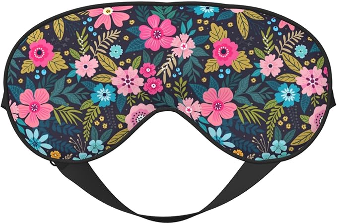 Sleep Eye Mask Colorful Floral and Leaves Sleep Mask for Women Men Comfortable Eye Mask with Adjustable Strap Soft Eye Cover Blindfold for Travel Yoga Nap Shift Work - Bloomnest