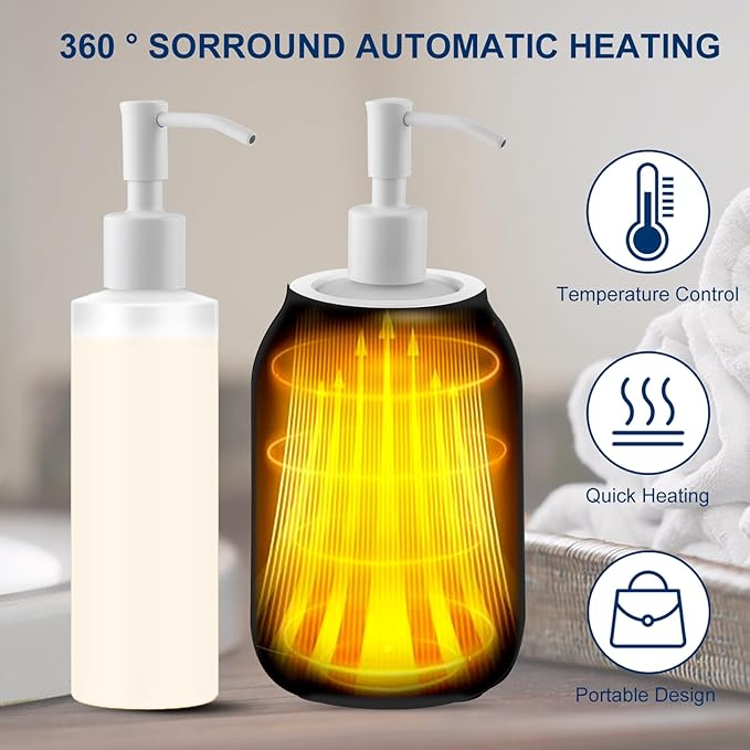 Massage Oil Heater Warmer,with ℃/℉ Switchable Display, Two Oil Dispenser Bottle，Constant Temperature,Body Oils Heater for Spa, Salon and Barber Shops,White - Bloomnest