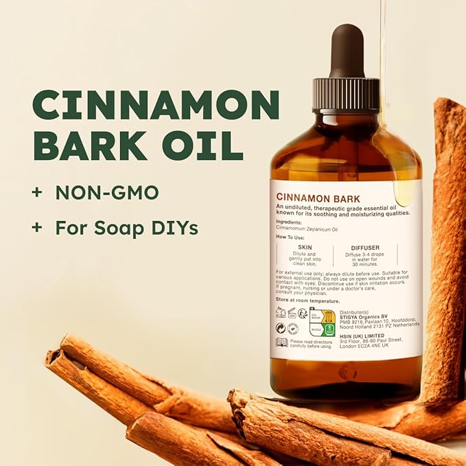 KUKKA Cinnamon Essential Oils - 4 Fl Oz - for Hair, Skin, Diffuser, Aromatherapy & DIY Soap Making Scent - Bloomnest