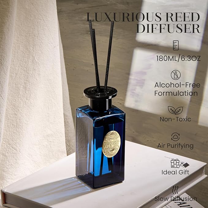 M&SENSE 6.3 oz Large Reed Diffuser Set | Midsummer Evening Scent Oil Diffuser with Sticks | Hotel Collection Non-Toxic Essential Oil |for Bedroom Bathroom Living Room - Bloomnest