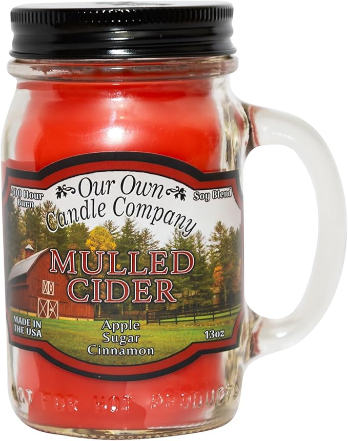 Our Own Candle Company, Mulled Cider Scented Mason Jar Candle, 100 Hour Burn Time,13 Ounces - Bloomnest