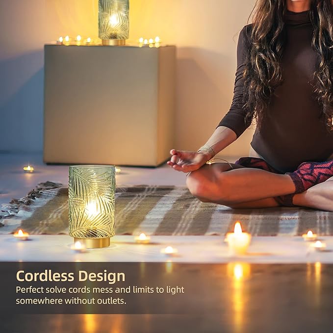 Battery Operated Table Lamp, Cordless Lamps for Home Decor, Battery Powered Nightlight with LED Bulb with Timer, Decorative Lights for Living Room Bedroom Tabletop Entryway Centerpiece Gift(Small LG) - Bloomnest
