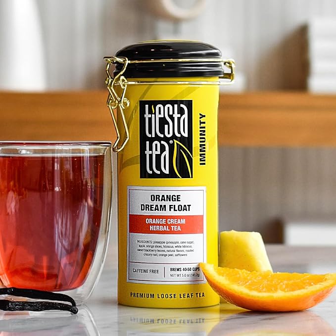 Tiesta Tea - Orange Dream Float Tea, Loose Leaf, Orange Cream Herbal Tea, Premium Caffeine-Free Tea Blend, Make Hot or Iced & Up to 50 Cups, 5 oz Refillable Tin - Bloomnest