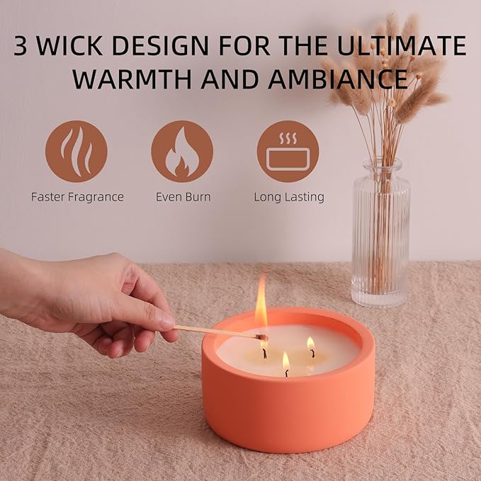Viyffo Fall Candles - Pumpkin Spice, 3 Wick Large Scented Candle, 20oz Soy Candles for Women & Men, Non Toxic Aromatherapy Candle, Ceramic Velas Perfect for Autumn Home Decor & Gift - Bloomnest