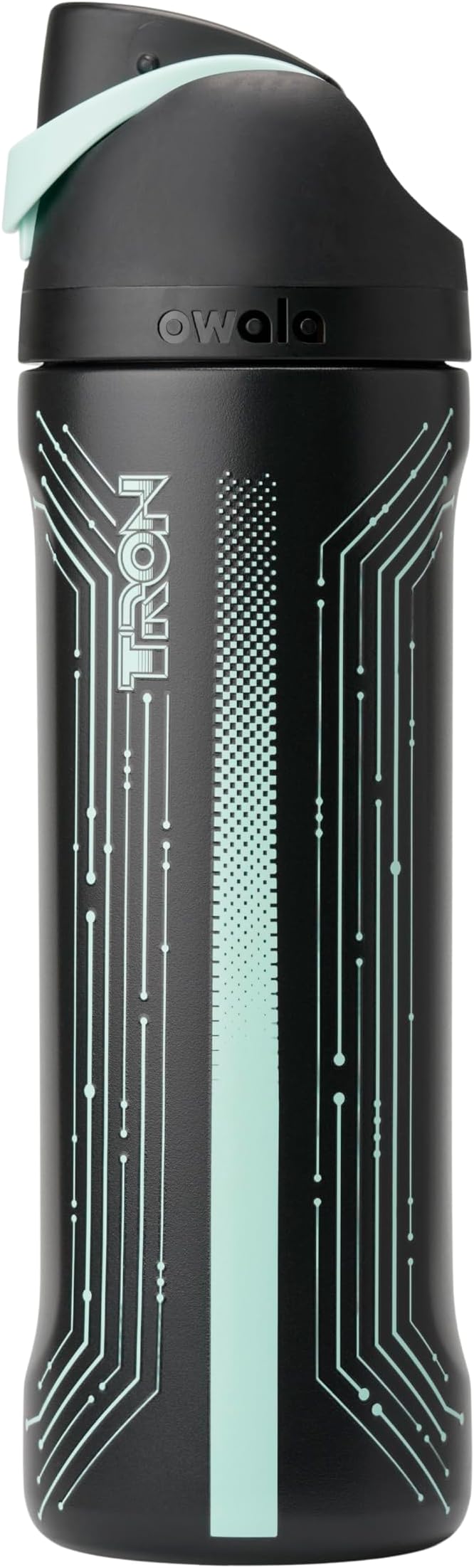 Owala TRON FreeSip Insulated Stainless Steel Glow in the Dark Water Bottle with Straw for Sports and Travel, BPA-Free, 24 oz, Black Owala