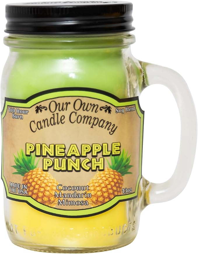 Our Own Candle Company, Pineapple Punch Scented Mason Jar Candle, 100 Hour Burn Time, 13 Ounces - Bloomnest