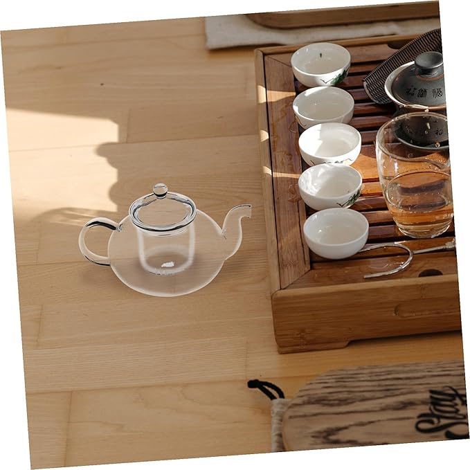 Transparent Glass Teapot Small Heat-resistant Borosilicate Tea Kettle with Lid Fine Mesh Strainer for Loose Leaf Tea Household Teapot for Green Enjoyment - Bloomnest