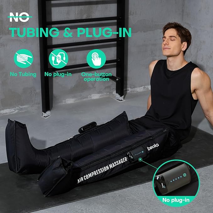beoka Leg Massager for Circulation and Pain Relief, Leg Recovery System for Fast Recovery, Cordless Air Compression Boots with 3 Modes 5 Intensities for Athletes Runners and Travelers-S