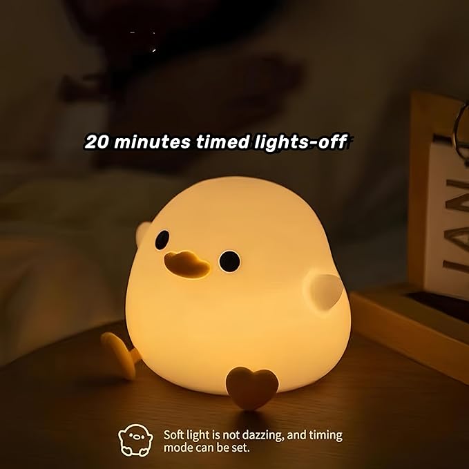 DoDo Duck Night Light, Cute Duck Lamp, Soft Silicone Dimmable Nursery Night Light, Touch Control & Rechargeable Night Lamp for Girls & Boys Bedroom, Living Room - Bloomnest