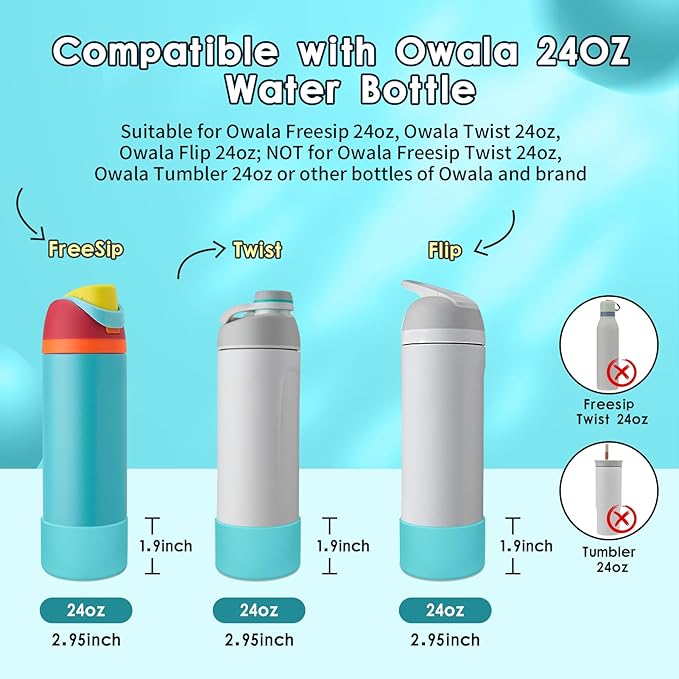 2PCS Silicone Water Bottle Boot, Compatible with Owala 24oz 32oz 40oz, Protective Anti-Scratch & Anti-Dent No Noise Sleeve Cover for FreeSip/Twist/Flip Water Bottles (Summer Sweetness, 24oz) BKBY