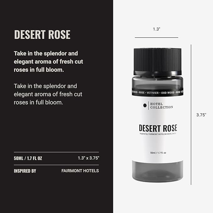 Hotel Collection Diffuser Oil - Desert Rose - Aromatherapy Essential Fragrance Oil - Floral Rose, Sweet Praline, Wood & Vetiver - 50mL 1.7 Fl oz - Bloomnest
