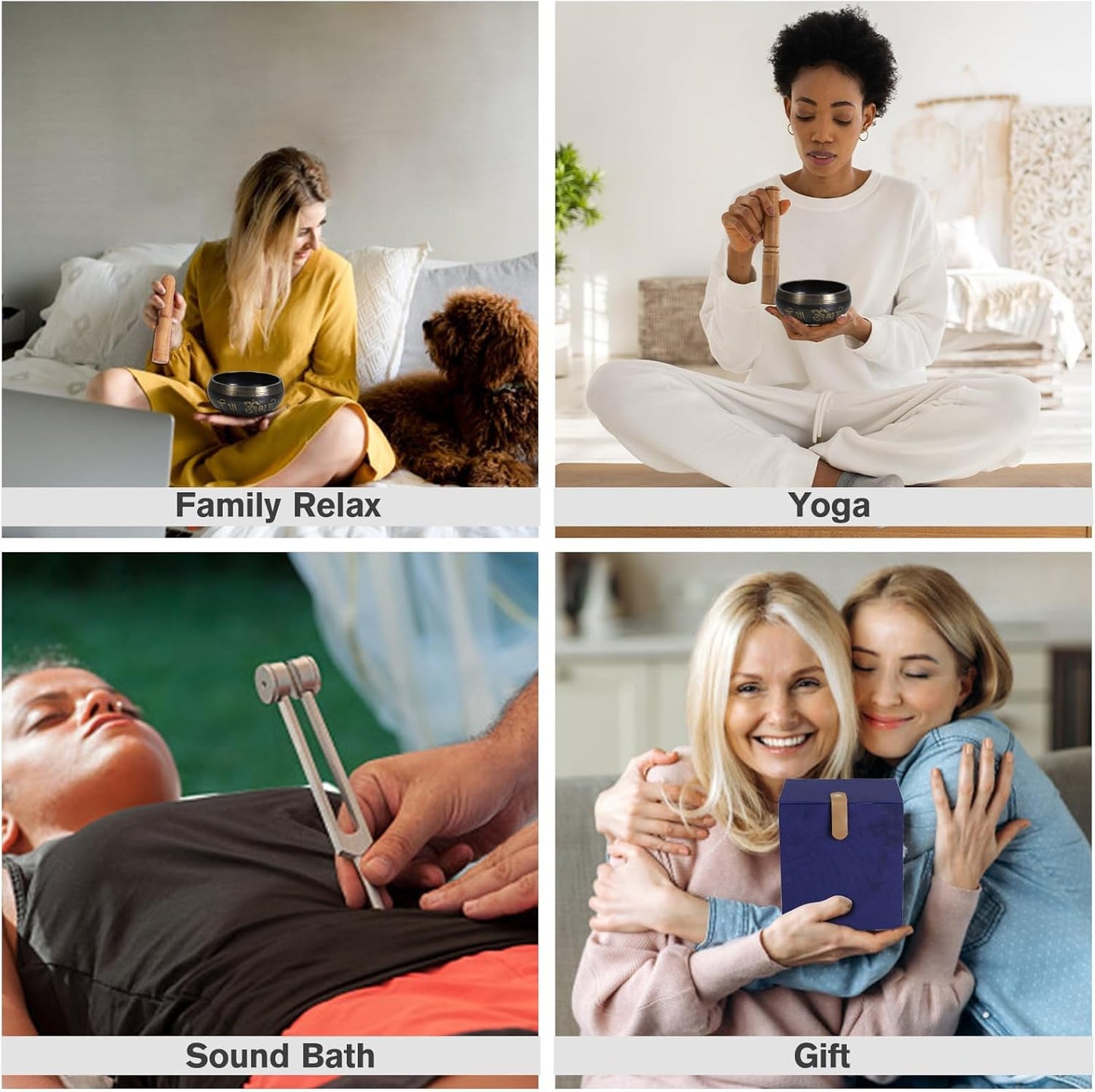 Tibetan Singing Bowl Set (16Pcs) - Pure Sound - 3.5 inch Brass Material - 100% Handmade - for Sound Healing, Chakra Balancing, Meditation, Mindfulness, Stress Relief Tools, Unique Spiritual Gifts