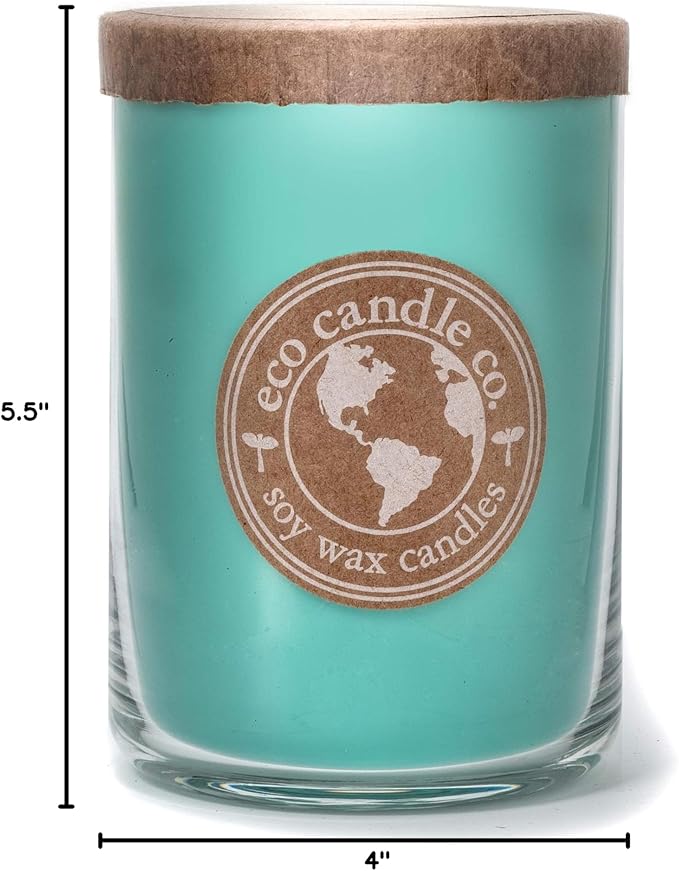 ECO CANDLE CO. Recycled Candle, Ocean Waves, 26 oz. - Scents of Marine Air, Citrus, & Musk - 100% Soy Wax, No Lead, Kraft Paper Label & Lid, Hand Poured, Made from Midwest Grown Soybeans - Bloomnest