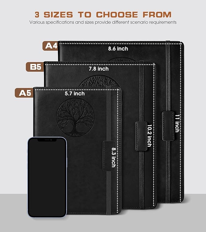 Lined Journal Notebook for Women Men,256 Pages A4 Large Hardcover Leather Journals for Writing,Travel,Business,Work,School,College Ruled Notebooks for Note Taking, Diary Notepad 8.6"×11" - Bloomnest