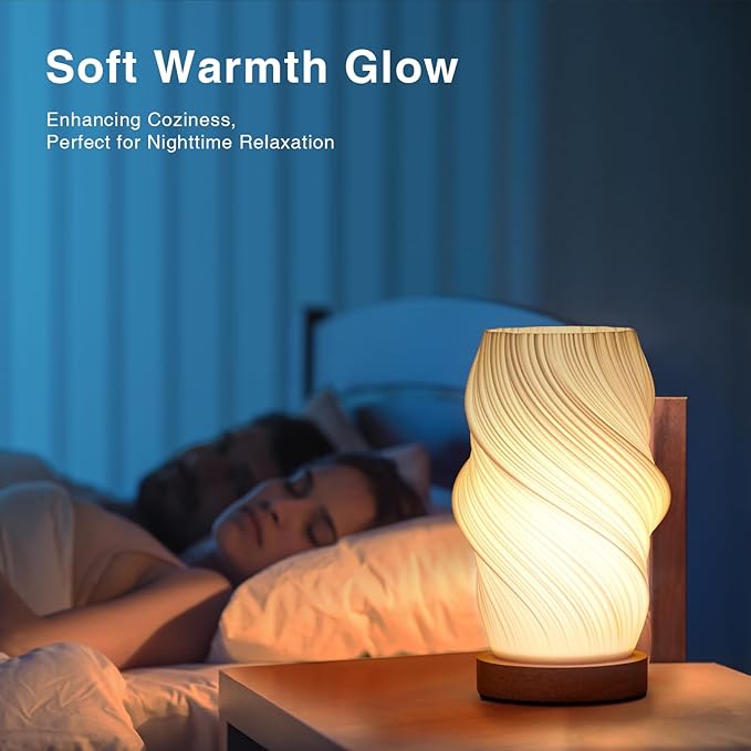 Table Lamp Bedside Lamps for Bedroom, Small Night Stands Desk Lamp, Mood Warm Cozy Lighting, Vintage Boho Cool Mid Century Modern Lamp, Aesthetic Accents Home Room Decor (Warm-E, Medium) - Bloomnest