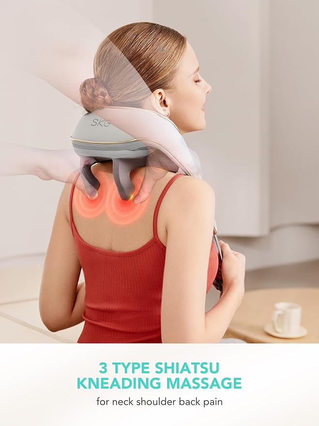 SKG Neck Massager for Pain Relief Deep Tissue 6D Kneading with Heat Cordless Neck and Shoulder Massage Gifts for Men and Women H5 mini - Bloomnest