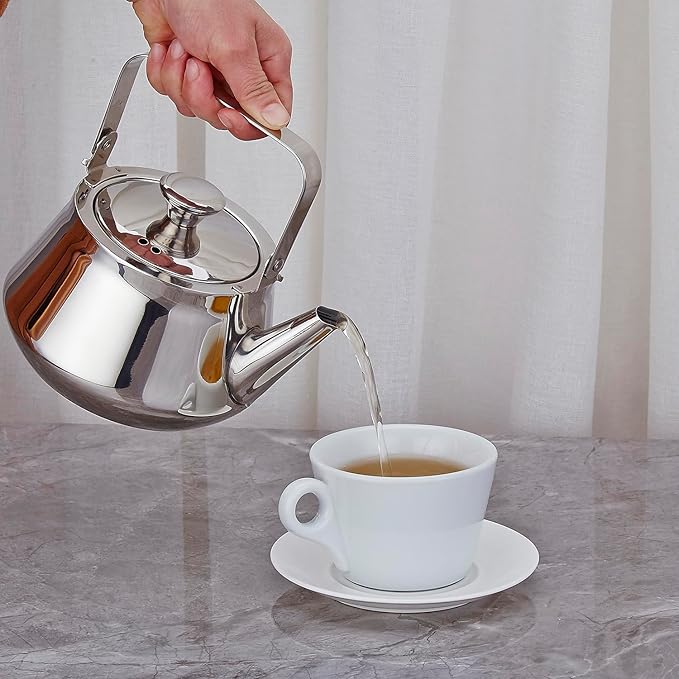 SANQIAHOME 1.3 Quart stainless steel teapot with Infuser A modern, minimalist style