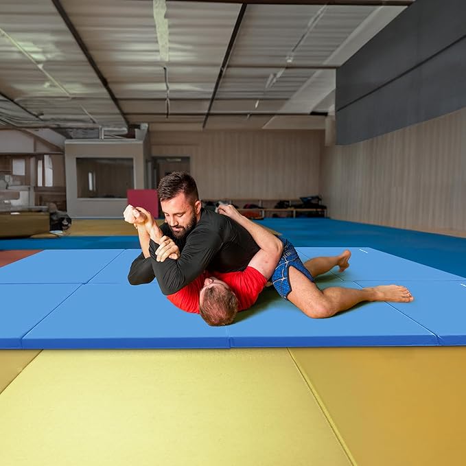 BalanceFrom 10x4 Feet 4-Panel Folding Gymnastics Mat – 2-Inch Thick Pad with Vinyl Surface and Carrying Handles for Tumbling, Yoga, Pilates, Home Workouts, and Martial Arts - Bloomnest