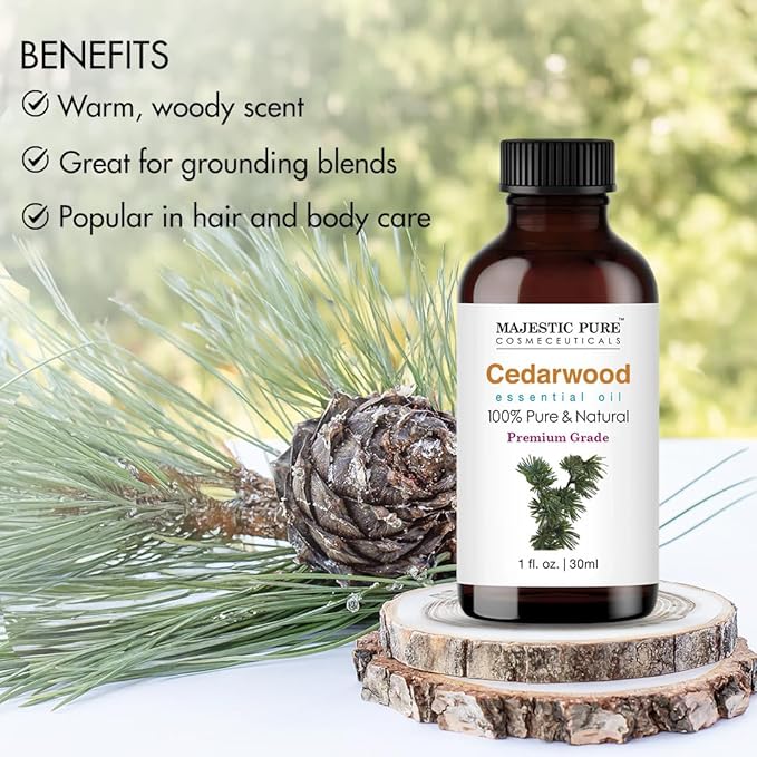 Majestic Pure Cedarwood Essential Oil with Glass Dropper - 1 Fl Oz - 100% Pure and Natural Cedarwood Oil - Premium Grade Essential Oils for Diffuser, Aromatherapy, Soap and Candle Making - Bloomnest