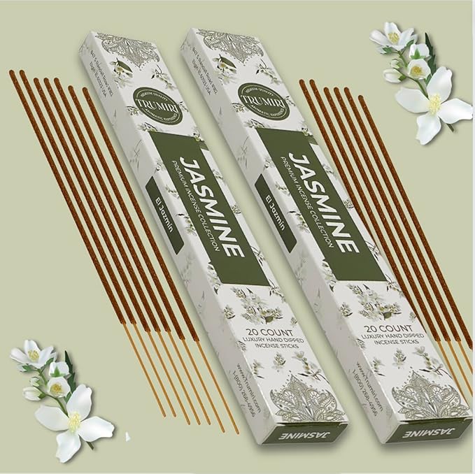 Jasmine Incense Sticks - Total 120 Insence-Sticks - 6 Packs of 20 Insense - Inciensos - Inscents - Natural Non Toxic Ingredients - Incents - Incence - Inscense - Insents TRUMIRI