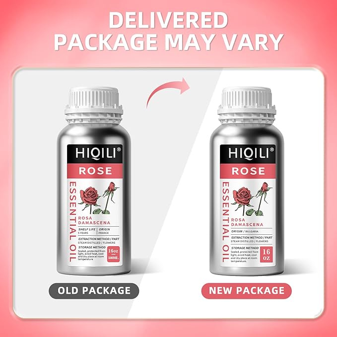 HIQILI Rose Essential Oil for Diffuser, Soap, Perfume & Candle Making - 16 Fl Oz - Bloomnest